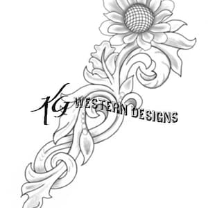 Lederpunze Sonnenblume-Ranken Design PDF Pattern Download