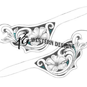 Spur Straps Pattern Template- Floral, Lewis Flax, Western Scroll Vines -Leather Tooling Boot Strap Design