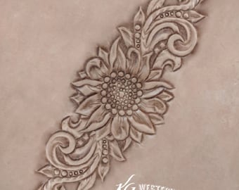 Leather Tooling Pattern Sunflower-Fancy-Vines Tracing Design Pattern Download