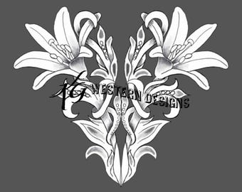 Madonna Lilly Vines- Tracing Design PDF Leather Pattern