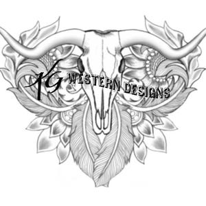 Leather Tooling Western Longhorn Cow Skull Vines Tracing Template Pattern Design