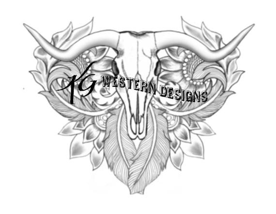 Leather Tooling Western Longhorn Cow Skull Vines Tracing Template