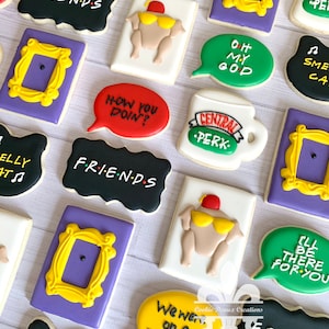 1 Dozen TV Central Perk How You Doin’ I’ll Be There For You PIVOT I Found My Lobster Turkey Birthday Bachelorette decorated sugar Cookies