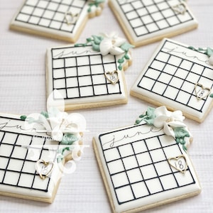 1 Dozen Save The Date Wedding Bridal Calendar Floral Greenery Calligraphy Sugar Cookies