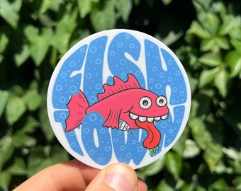 Fishtown 3" x 3" Sticker - Fishtown Philadelphia Neighborhood Decal - Cartoon Fishtown Sticker - Philly Arctic Splash Sticker