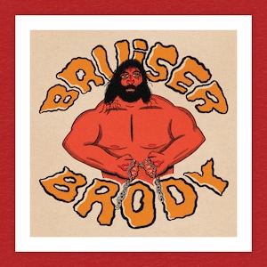 Bruiser Brody 8&quot; x 8&quot; Print - Professional Wrestling Wall Artwork - King Kong Brody - Frank Goodish - Dark Side of the Ring - 80s Wrestlers