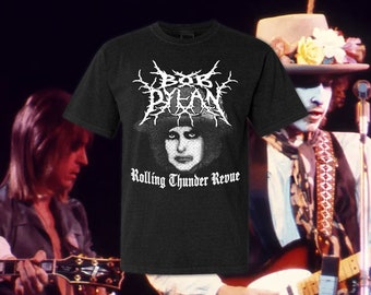 Black Metal Bob Dylan Rolling Thunder Revue T-Shirt - 1975 Tour - Bootleg Band Tees - Corpse Paint - Unique Music T-Shirts - Heavy Metal