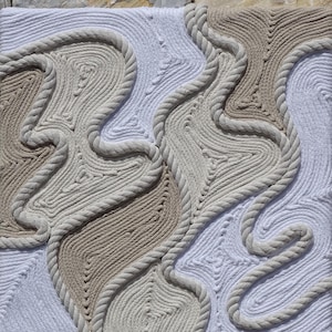 Handmade Fiber Art Wall Hangings, Contemporary Art for Modern Home made of Natural Cotton Rope 16*16 inches
