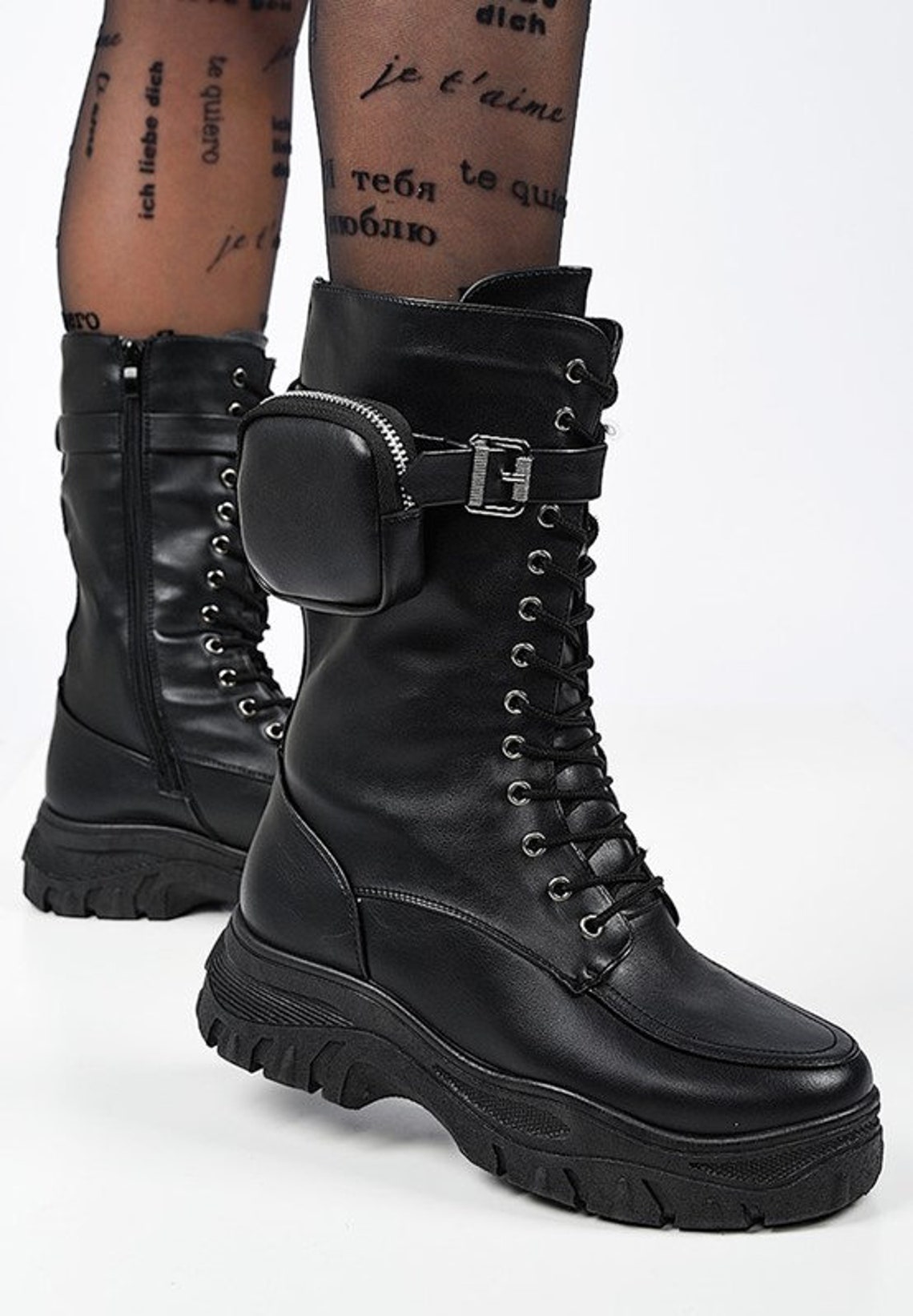 Botas de cuero ecológicas botas de cuero modernas gran Etsy Botas de cuero ecológicas botas de cuero modernas gran Etsy