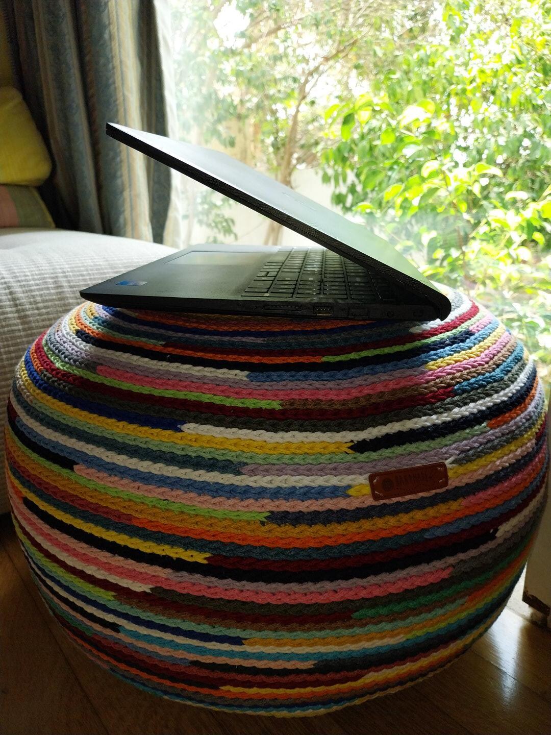 Ottoman Pouf, Crochet Stuffed Pouffe, Ottoman Pouf 50% Cotton+50 Balls ...
