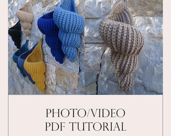 Crochet PDF tutorial with Photos and Videos on how to crochet a Seashell basket, Advanced level