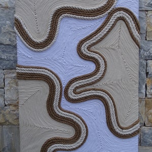 Handmade Fiber Art Wall Hanging, Contemporary Art for Modern Home made of Natural Cotton Rope 23.5*31.5 inches