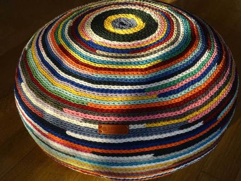 Ottoman Pouf, Crochet Stuffed Pouffe, Ottoman Pouf 50% Cotton+50 Balls ...