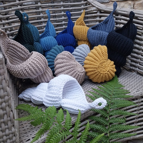 Crochet Shell Basket, Eco Friendly Decor, Porte-bijoux, Organisateur de maquillage, Sea Style, Beach Decor
