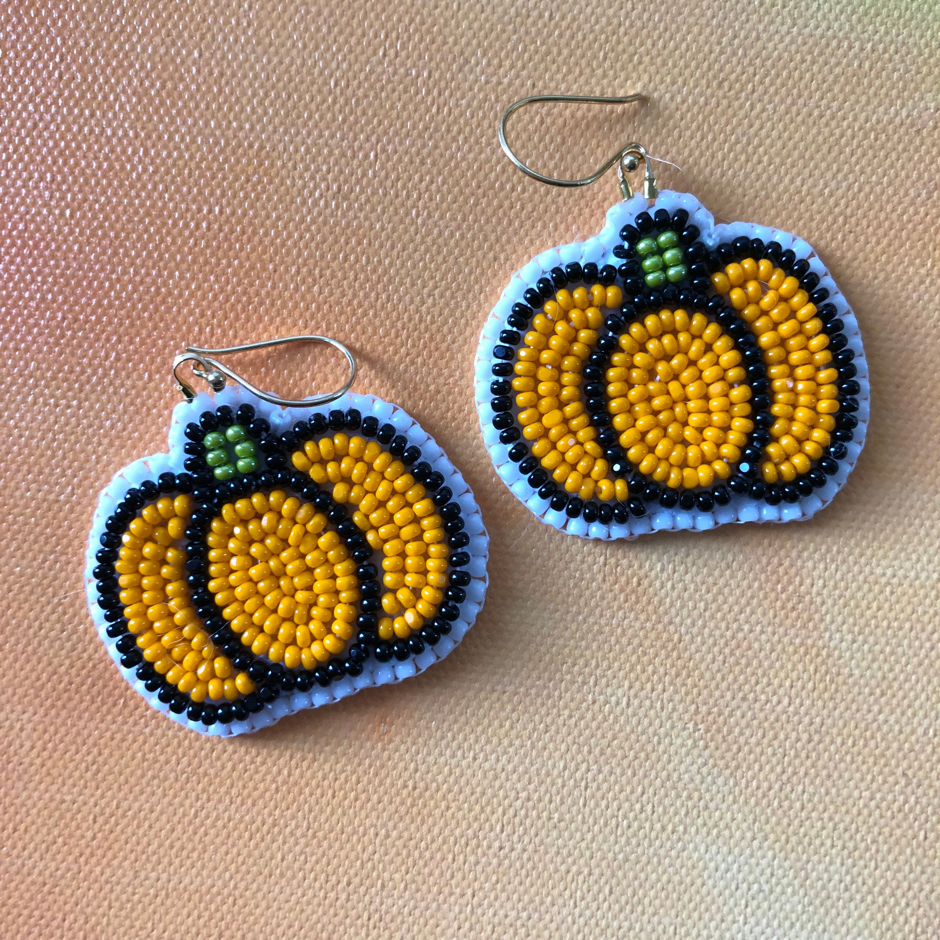 Beaded Pumpkin Earrings Beaded Pumpkin Earrings