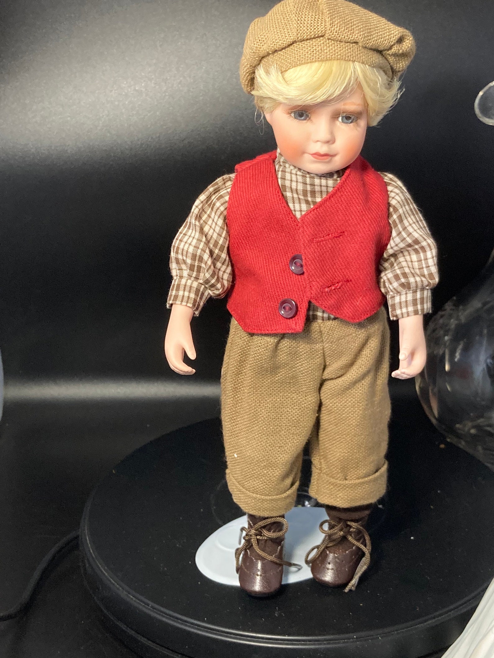 Alberon porcelain small boy doll with soft body and stand Etsy