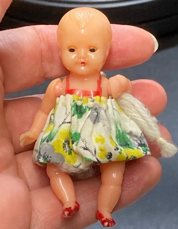Gift for her 1950s doll Tiny Vintage doll Small vintage plastic doll