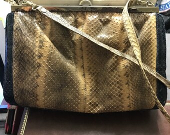 beige snakeskin bag