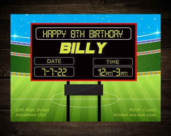 Soccer scoreboard Birthday invitation