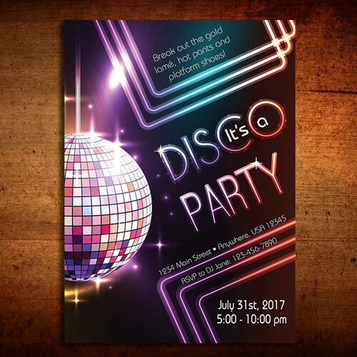 Disco Party Invitation Etsy