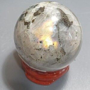 Labradorite Crystal Sphere (44.6mm): Sunset Gold Flash Polished Gemstone Ball