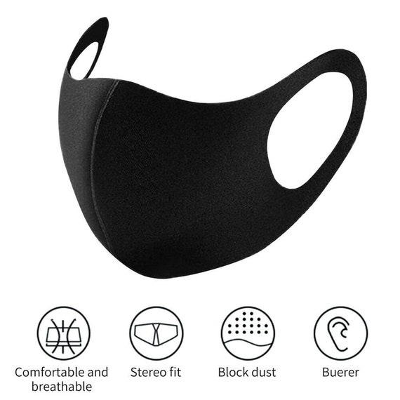 Face Masks Black Reusable Stretchable AntiDust Washable Etsy