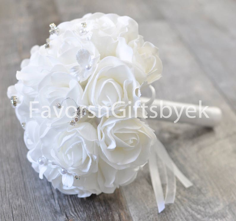 Wedding Bouquet White Eva Foam Rose Wedding Bouquet Bridal Bouquet