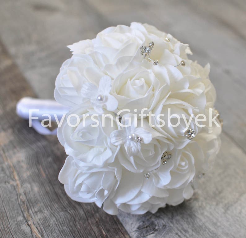 Wedding Bouquet White Eva Foam Rose Wedding Bouquet Bridal Bouquet