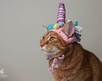 Unicorn Cat Hat - Small Pet Halloween Costume - Cat Mom Gift