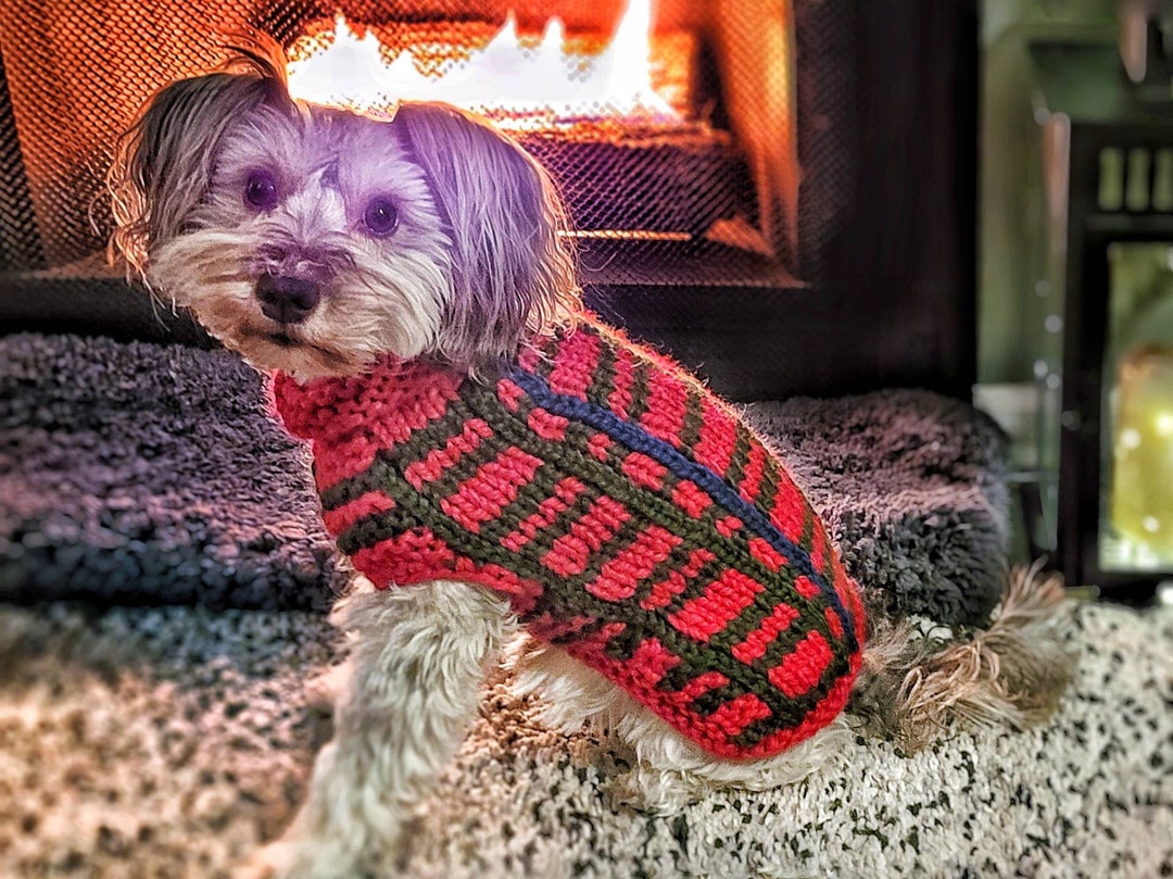 Christmas Tartan Dog Sweater / Custom Plaid Knit Turtleneck Etsy