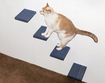 Large Cat Climbing Steps Wide & Long, Set of 4 Wall Mounted Shelves Perch, Cat Staircase Climbing Ladder Stairway