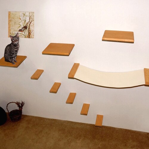 CAT WALL FURNITUSET: Wall Mount Cat Shelves Hammock Bed 5 Cat - Etsy