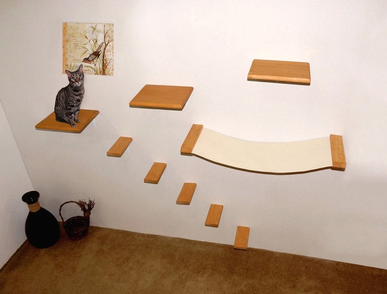 Cat Shelves Hammock Bed & 5 Steps Set Wall Mounted Cat image 1