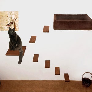 Cat PLay Set, Wall Mount Floating Cat Bed, Cat Shelf Perch & Cat Steps Stairs, Cat Wall Furniture