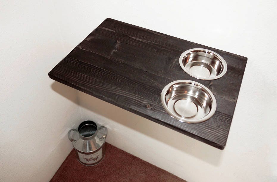 Wall Mount Cat Food Bowls Raised Feeding Station Feeder Etsy