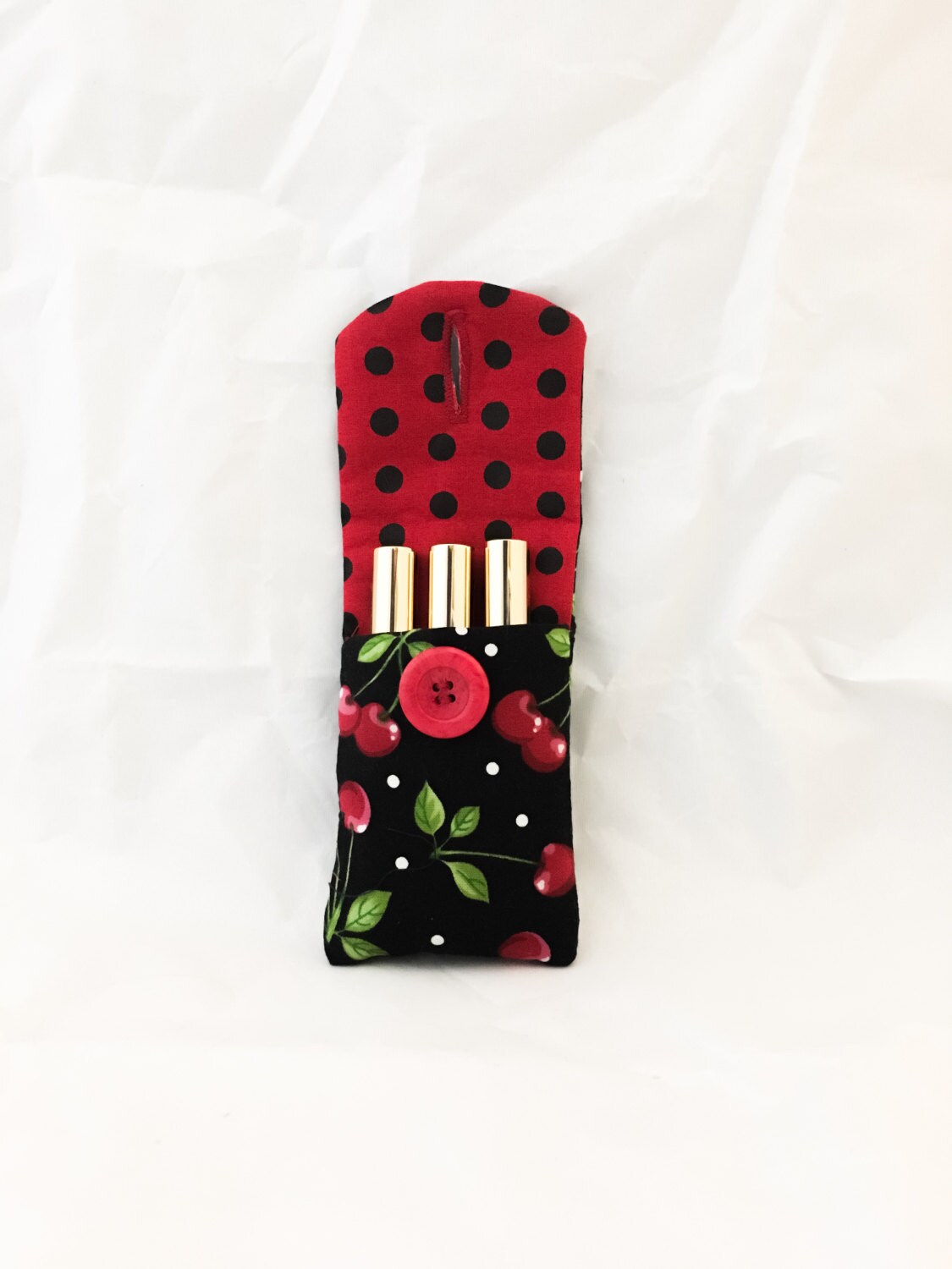 Lipstick lipgloss holder pouch lipsense collection cherries Etsy