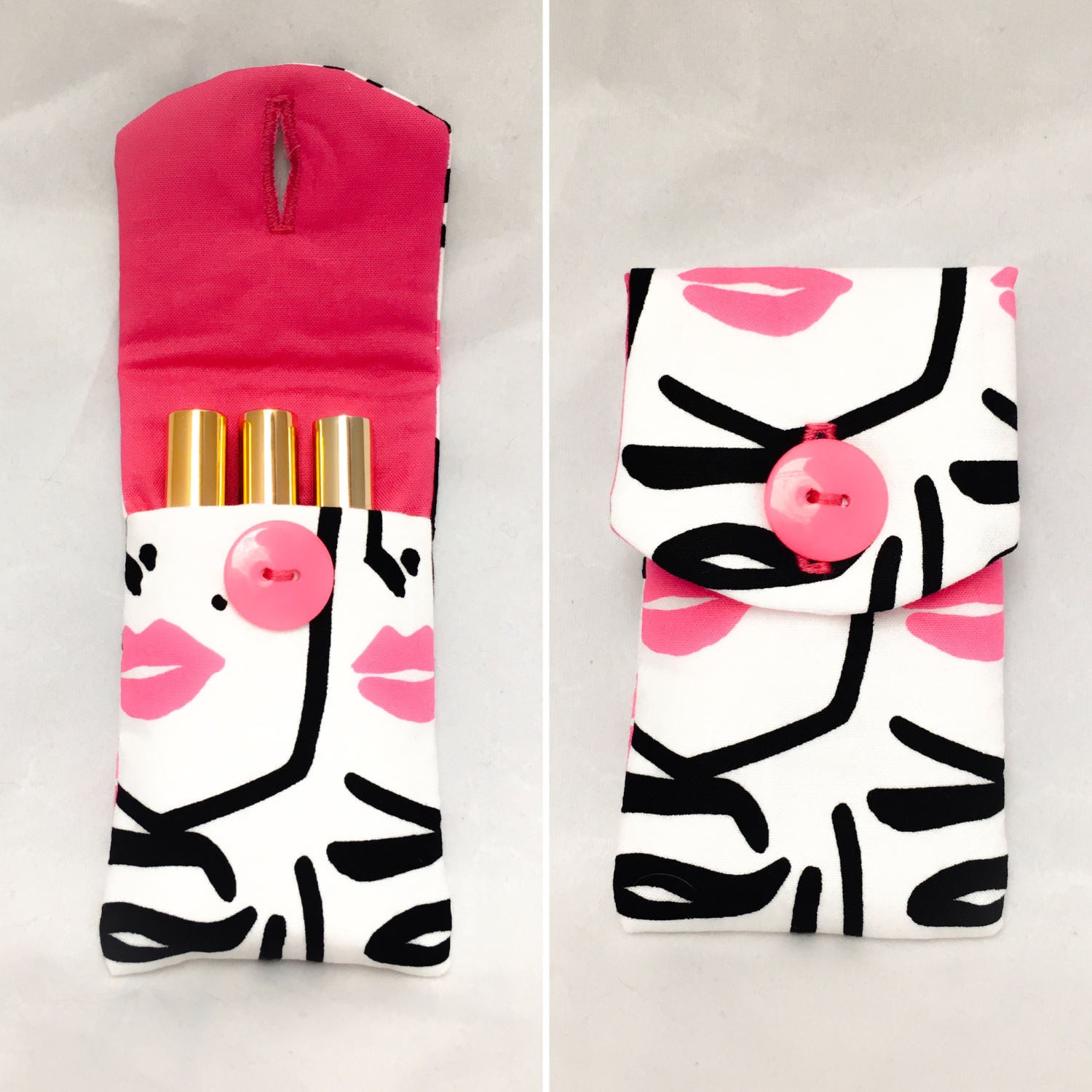 Lipstick lipgloss holder pouch lipsense collection pink lips Etsy