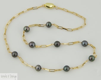 Anniversary Great Birthday Dangle Tahitian Pearl Earrings on Gold Plated Chain Elegant Yet Casual Earrings All Occasion Gift.