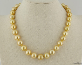 Knotted Necklace of Large, Golden South Sea Pearls. Fabulous Price