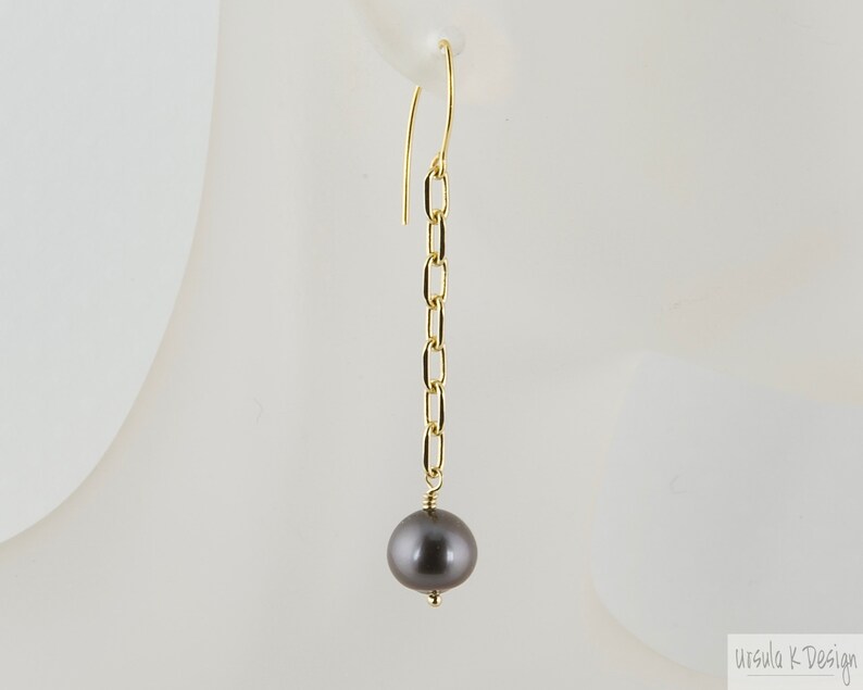 Anniversary Great Birthday Dangle Tahitian Pearl Earrings on Gold Plated Chain Elegant Yet Casual Earrings All Occasion Gift.