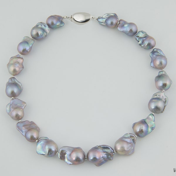 Large Gray Freshwater Baroque Pearl Necklaces. Custom made! You Choose Strand, Length, Knotting or Spacers