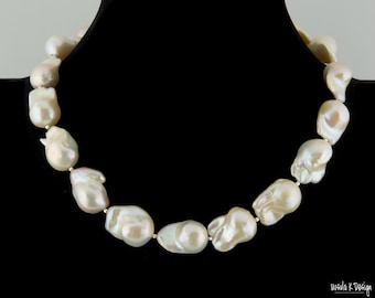 Flawless Beautiful Off-White Baroque Pearl Necklace for Everyday Wear. Great Gift for That Special Occasion