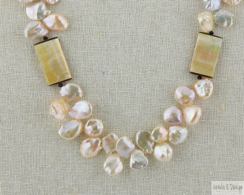 Keshi Pearls with a Difference Elegant Pearl Gift Keshi Pearl Necklace with natural Golden Lip Oyster Shell