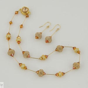 Necklace with Sparkling Swarovski &quot;Crystal Copper&quot; Rondelles & Beads, Gold Filled Accents, Festive Attire, Elegant Necklace, Holiday Gift