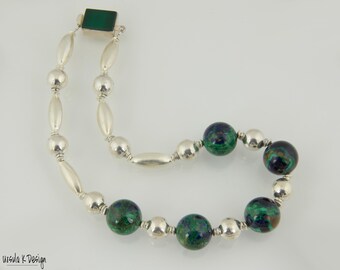 Necklace of Rare Azurite/Malachite Gemstones, Sterling & Hill Tribe Silver. Very Special Necklace