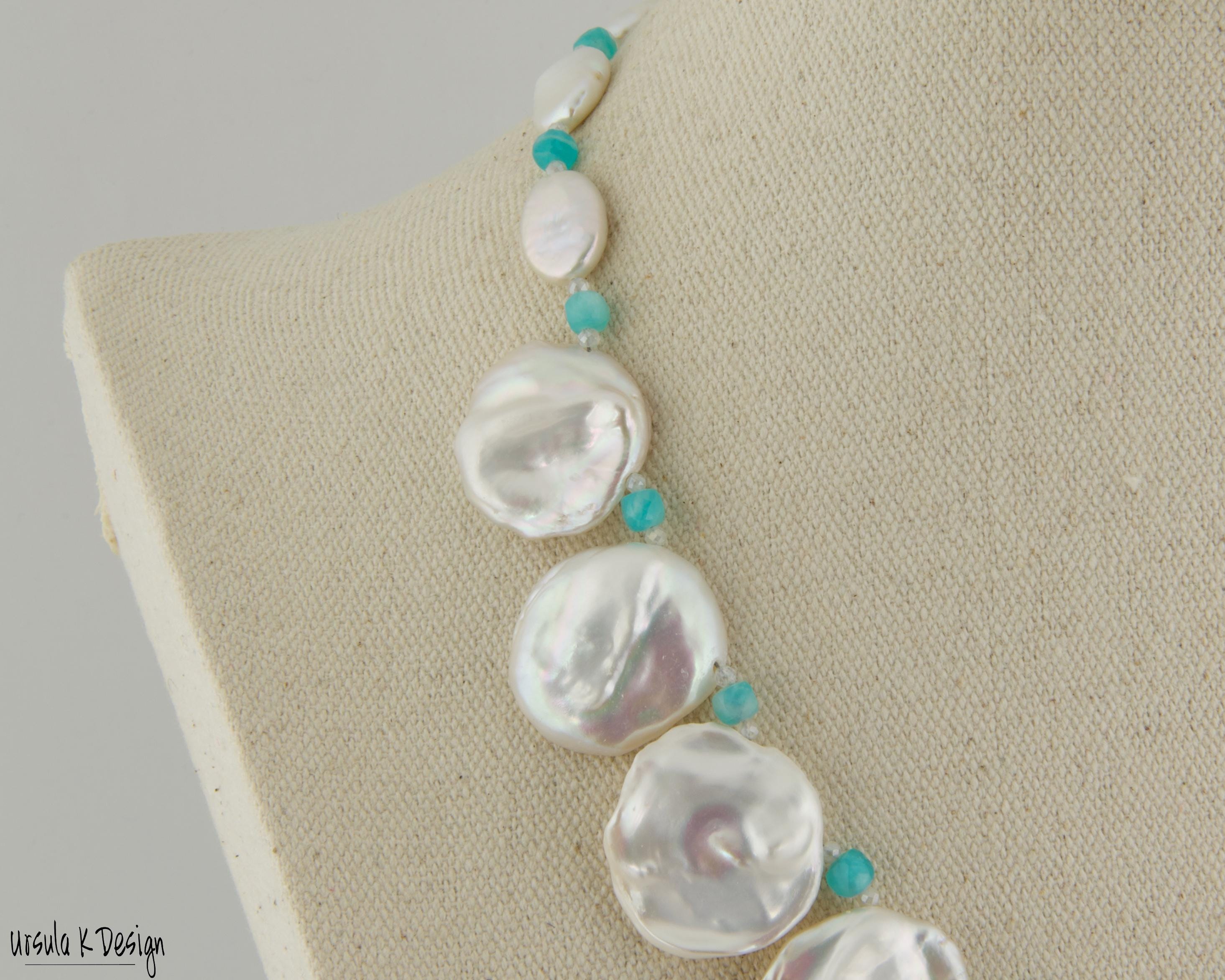 Collana Di Perle Keshi Bianche Naturali Con Pendente Barocco - Foto 4