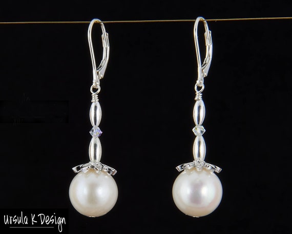 Flawless White Freshwater Pearl Earrings With Sterling and