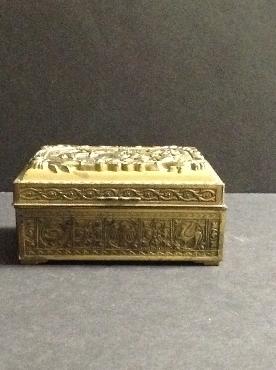 Metal trinket box, wood lined, mid-century, made … - image 3