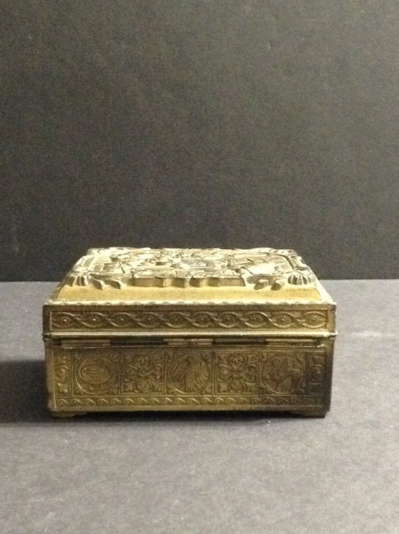Metal trinket box, wood lined, mid-century, made … - image 5