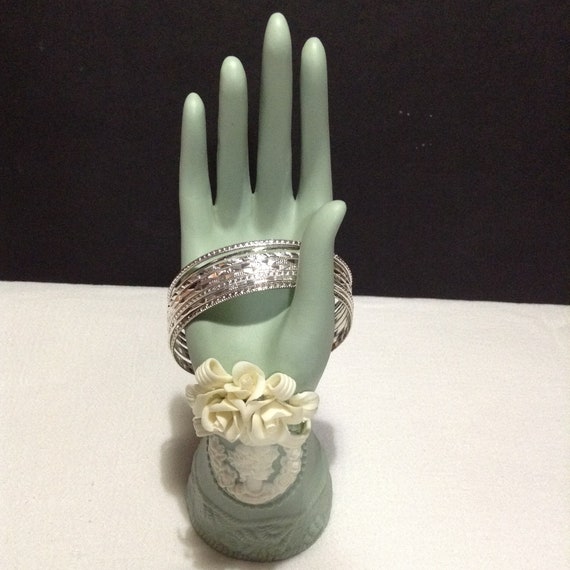 Vintage Silver Tone Set of 8 Bangle Bracelets, Textured & Smooth